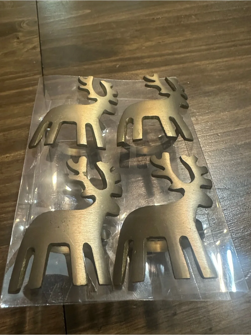 Set of 4 Brass Reindeer Holiday Napkin Rings